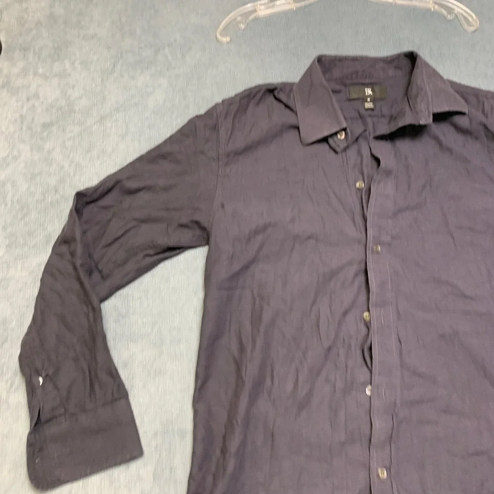 Banana Republic Tailored Slim Fit Shirt Mens Medium Black Herringbone Button Up